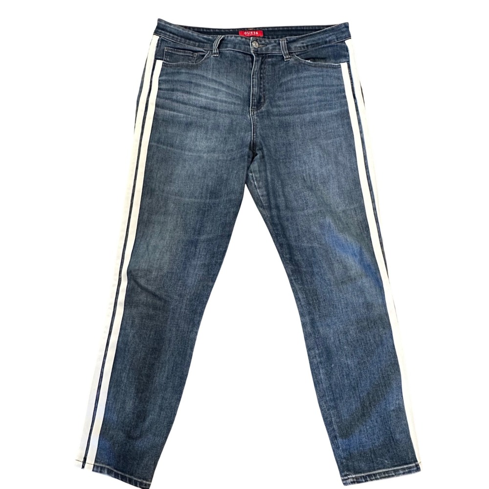 Guess Jeans Womens 32 Blue Excellent Side Stripe High Rise